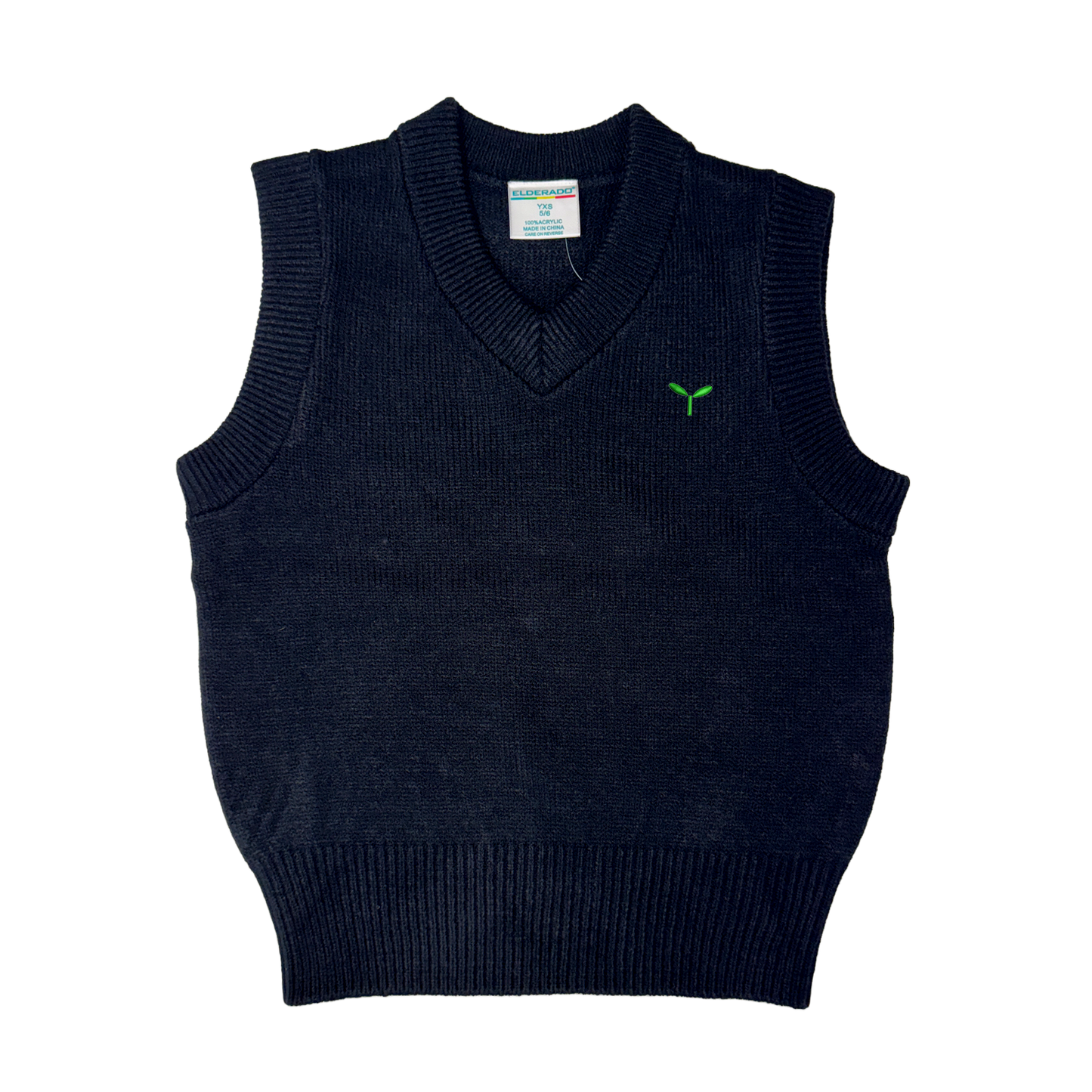 Unisex Sweater V-Neck Pullover Vest with embroidered sprout