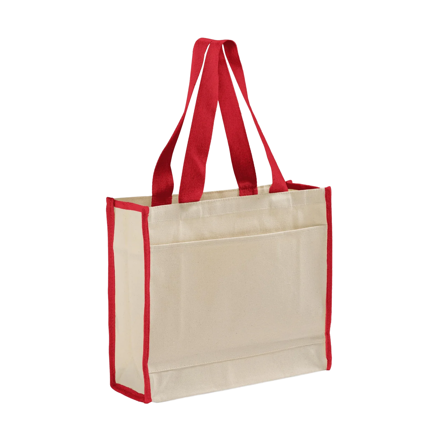 Personalize Canvas Tote Bag - Natural/Red