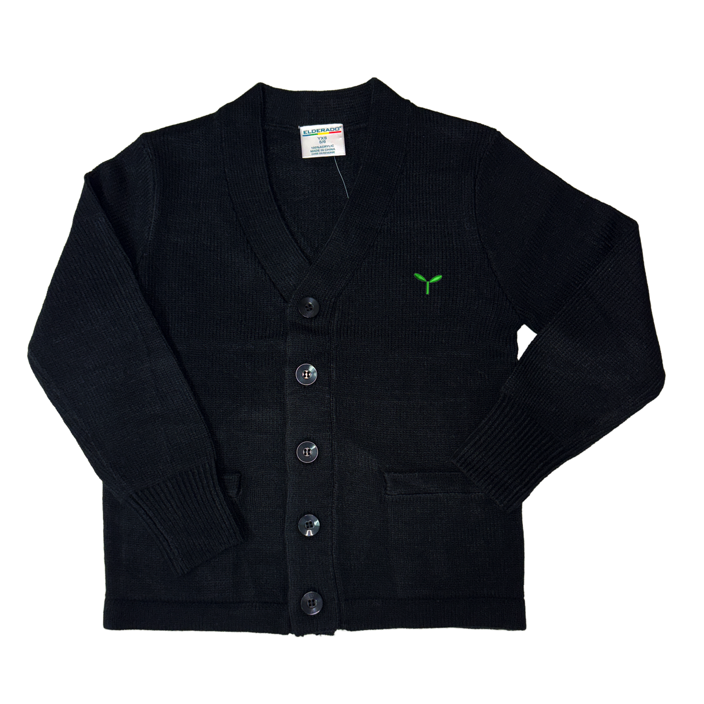 Unisex Sweater V-Neck  Cardigan with embroidered sprout