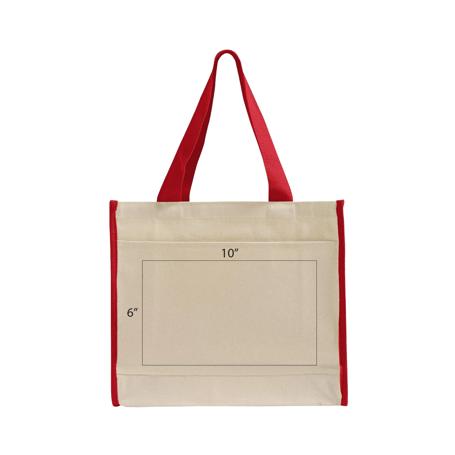 Personalize Canvas Tote Bag - Natural/Red