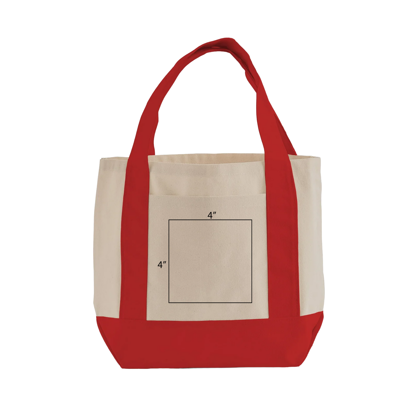 Mini Shopping Canvas Tote Bag - Natural/Red